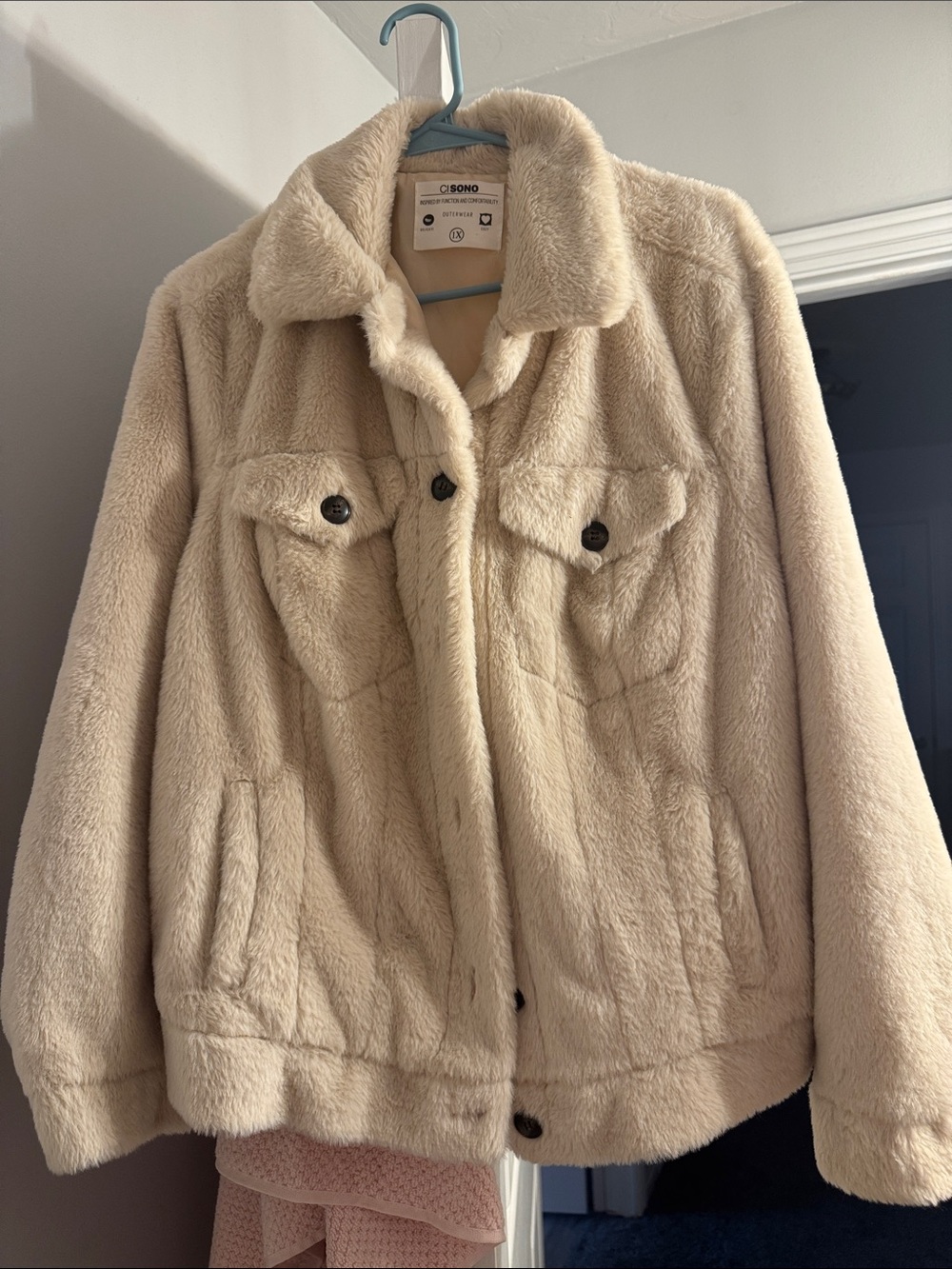 Ci Sono Cream Plush Faux Fur Teddy Jacket